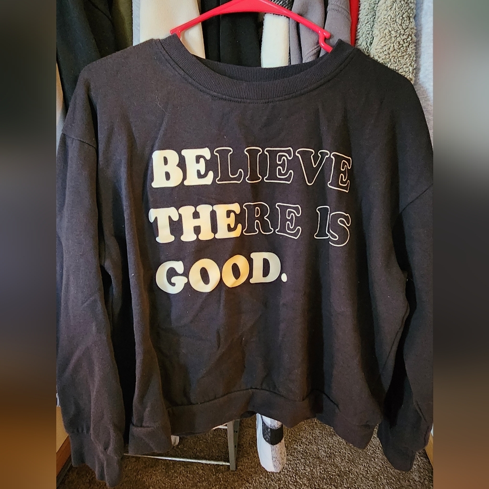 Black, crew neck sweatshirt, size small.